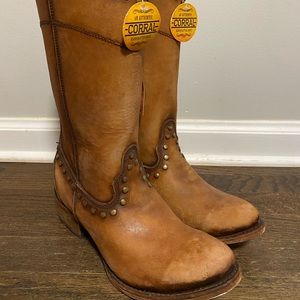 Corral Boots Distressed Honey Zipper and Studs C3674
